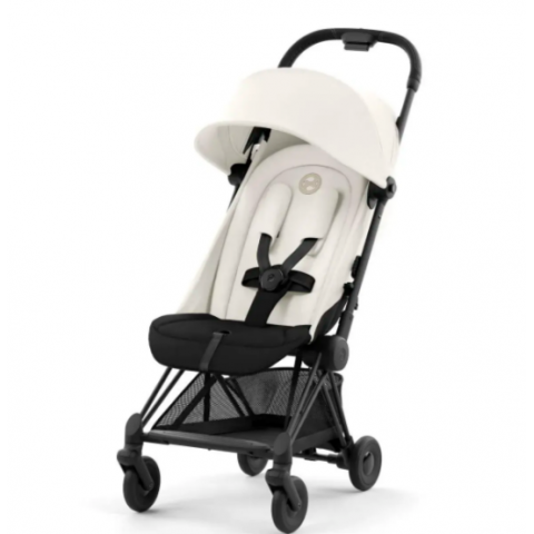 Детская прогулочная Cybex Coya с дождевиком - Matt Black Off White